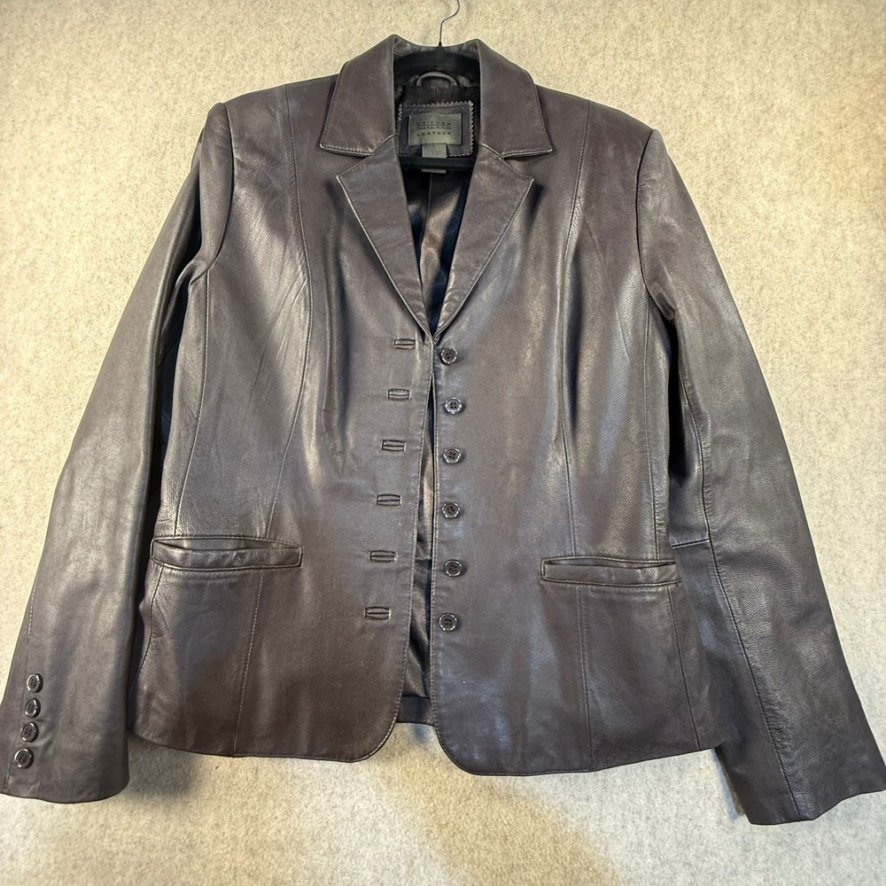 Uniform John Paul Richard Brown Lambskin Leather Blazer Jacket Womens 6
